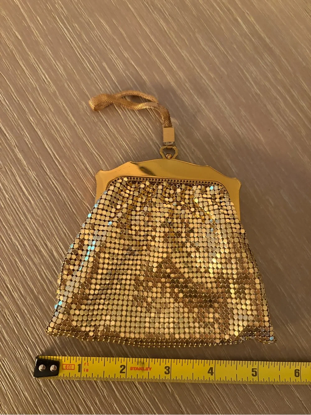 Whiting & Davis Gold Mesh Wristlet Clutch